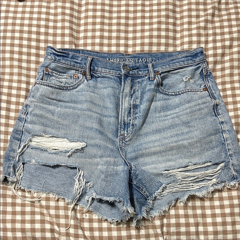 American Eagle Outfitters Distressed Light Blue Jean Shorts